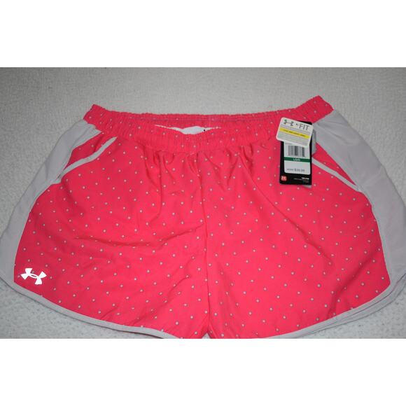 Under Armour Lined Gym Shorts Womens Size Large Semi Fitted Performance Pink NEW - Picture 1 of 8